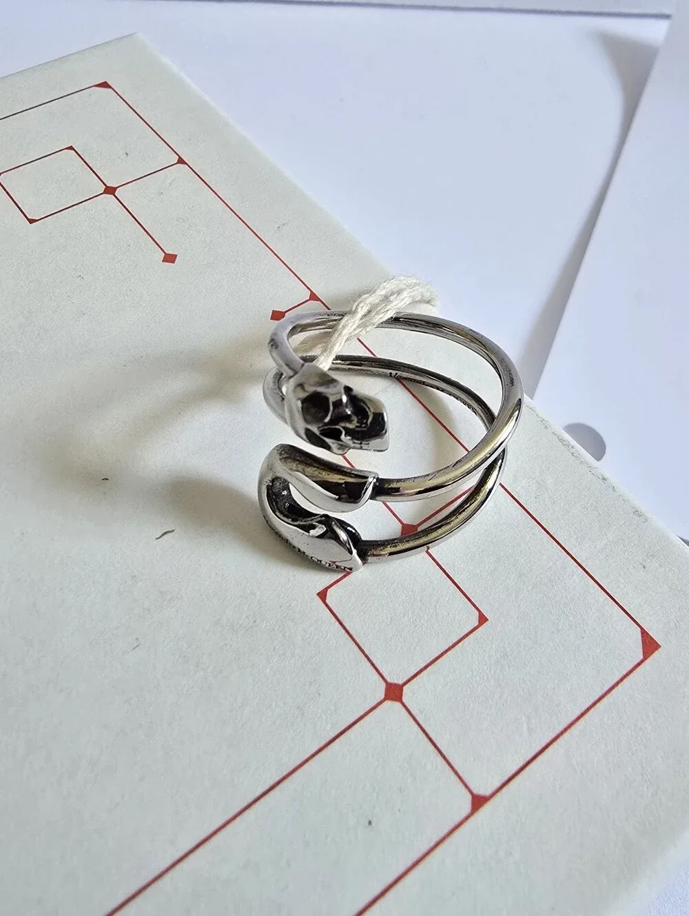 Alexander McQueen Pin Ring Silver Size IT 17